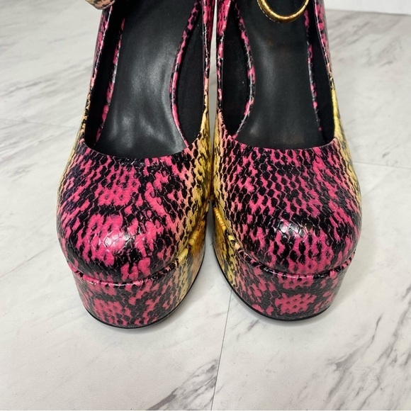 Jeffrey Campbell Okurr Chunky Platform Snakeprint Leather Pump 7 1/2 - Picture 9 of 16